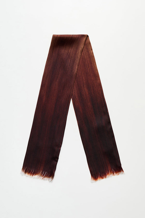 LONG HAIR SCARF / BRUNETTE SILK SATIN