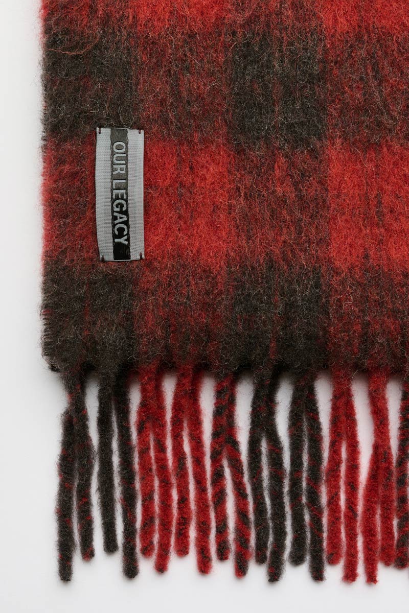 ESTATE SCARF / BURNT RED PLAID FUZZ ALPACA [26AW Arrival]