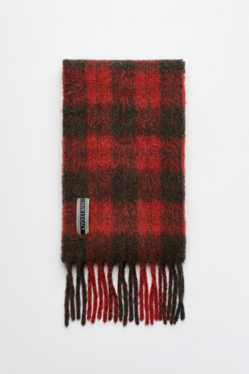 ESTATE SCARF / BURNT RED PLAID FUZZ ALPACA [26AW Arrival]