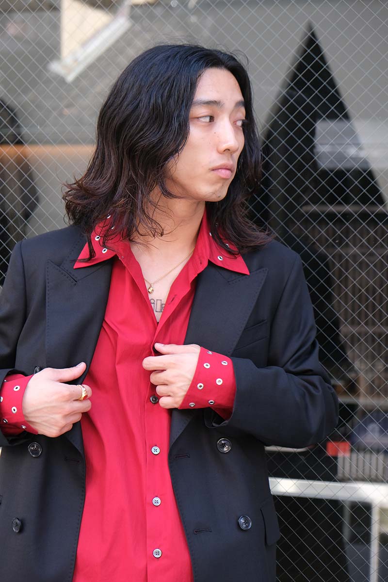 OUR LEGACY | ABOVE SHIRT / LIPSTICK RED SUPER POPLIN スタッズ