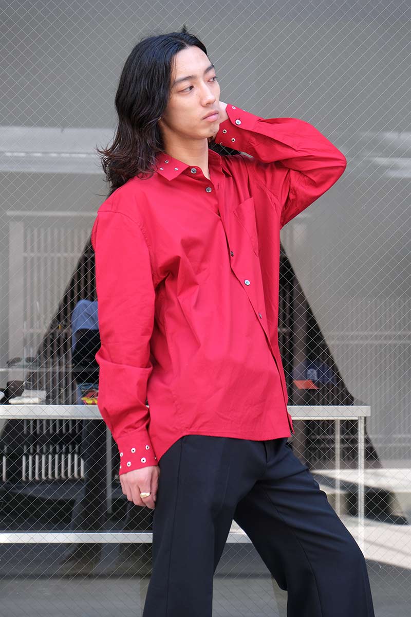 OUR LEGACY | ABOVE SHIRT / LIPSTICK RED SUPER POPLIN スタッズ