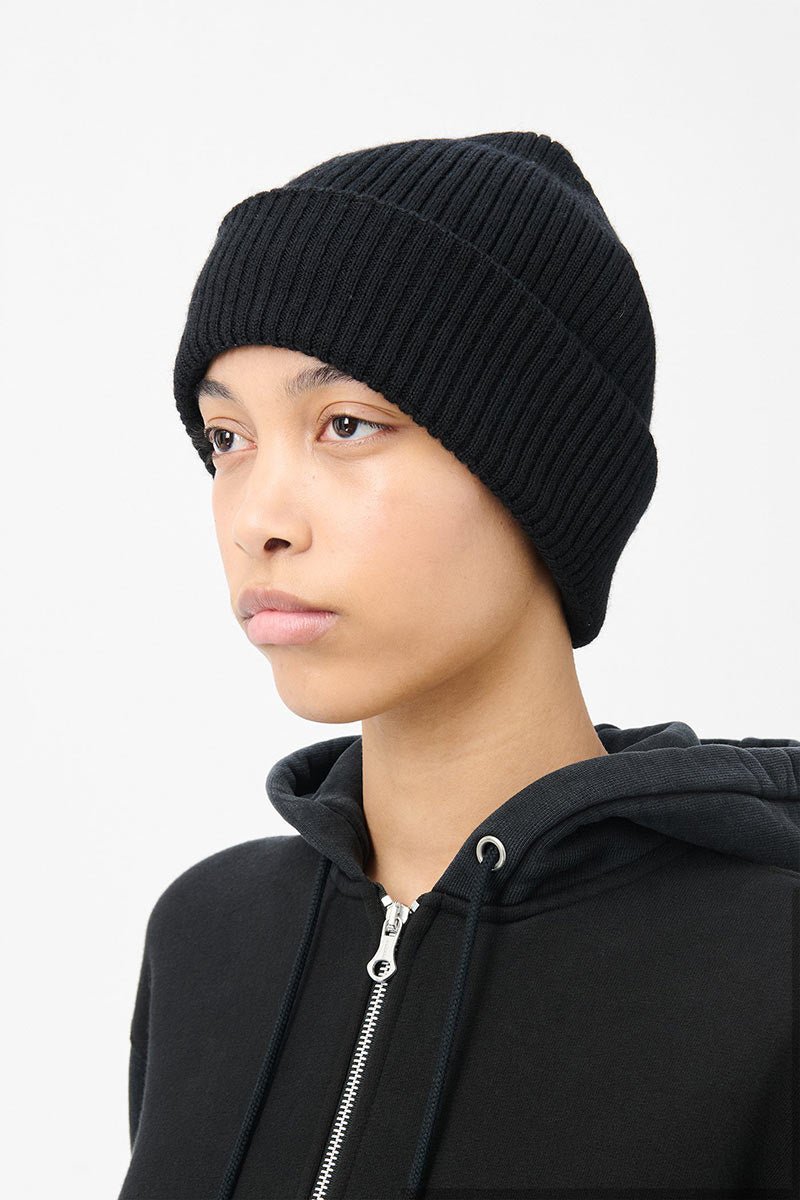 NKNIT ニット帽 メリノウール OUR LEGACY | KNIT HAT / BLACK RUSTIC MERINO メリノウールニット