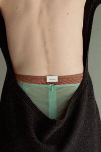 SHEER TRICOT SKIRT WITH INNER / CHOCOLATE