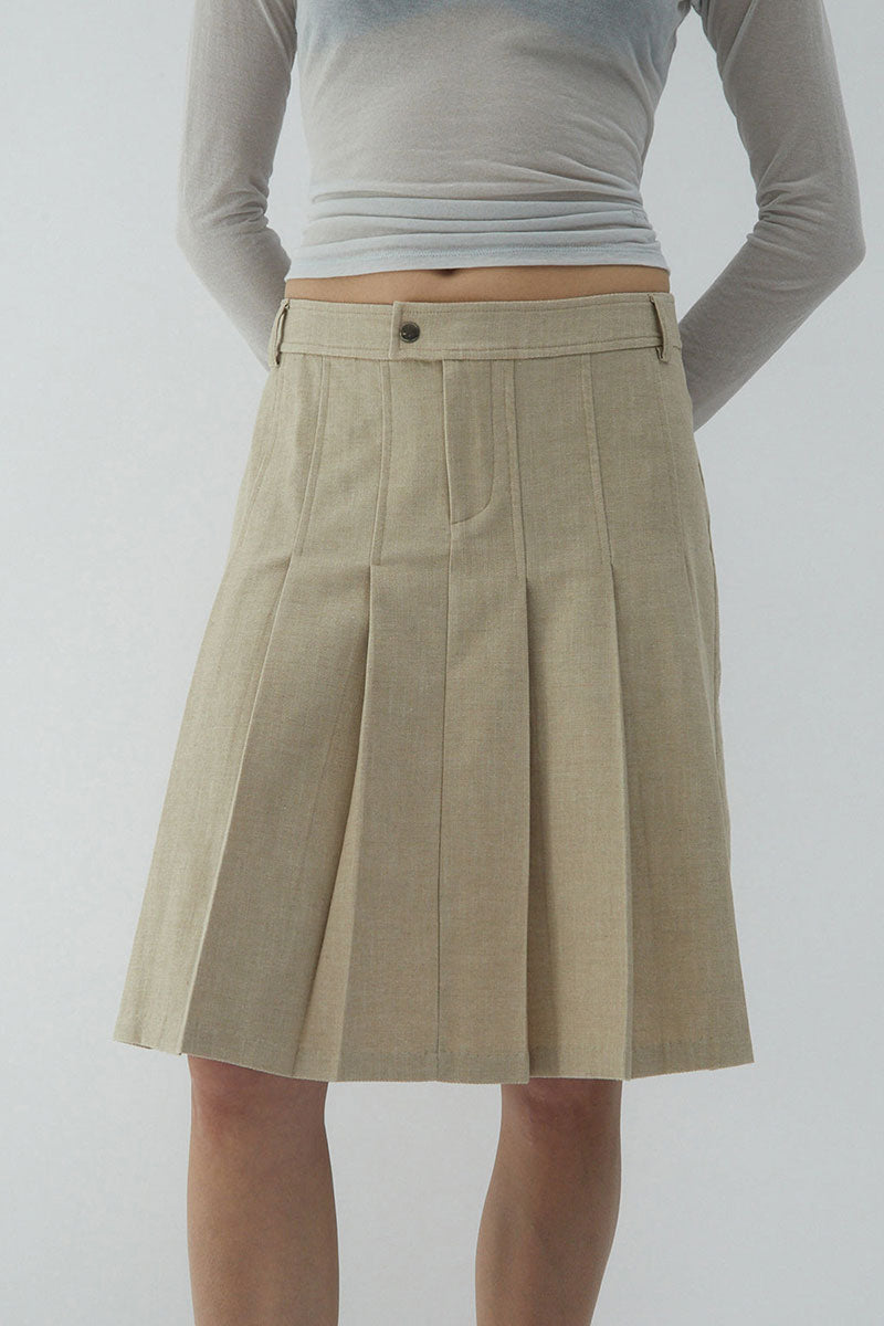 LAI MIDI PLEAT SKIRT / ECRU
