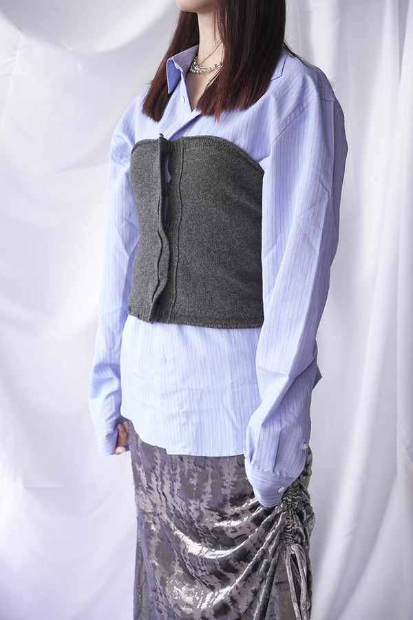 EXTRA FINE MERINO WOOL KNIT TUBE / CHARCOAL [20%OFF]