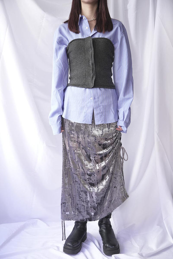 EXTRA FINE MERINO WOOL KNIT TUBE / CHARCOAL [20%OFF]