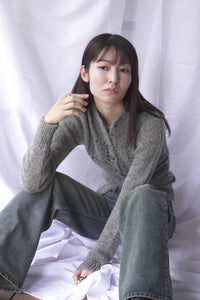 PALOMA WOOL | DOVE BUTTON CARDIGAN / GREY ダメージデザインボタン