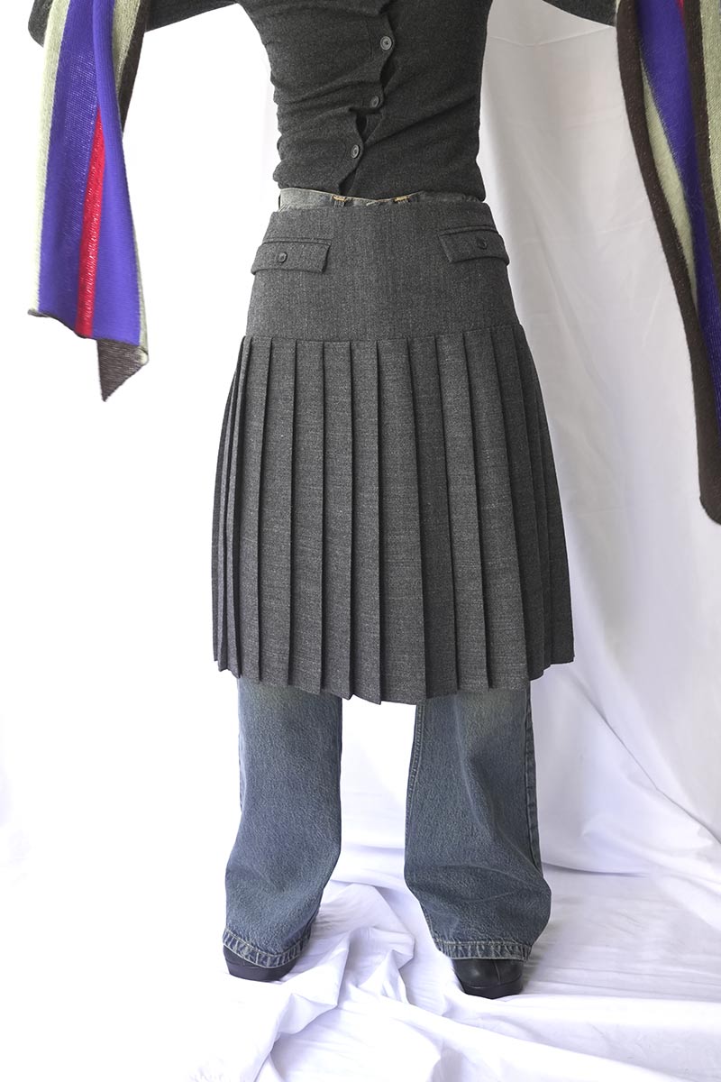 PLUGIN MIDI PLEAT SKIRT / GREY