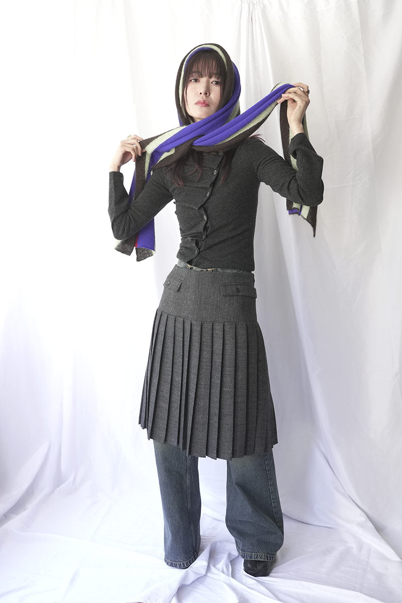 PLUGIN MIDI PLEAT SKIRT / GREY