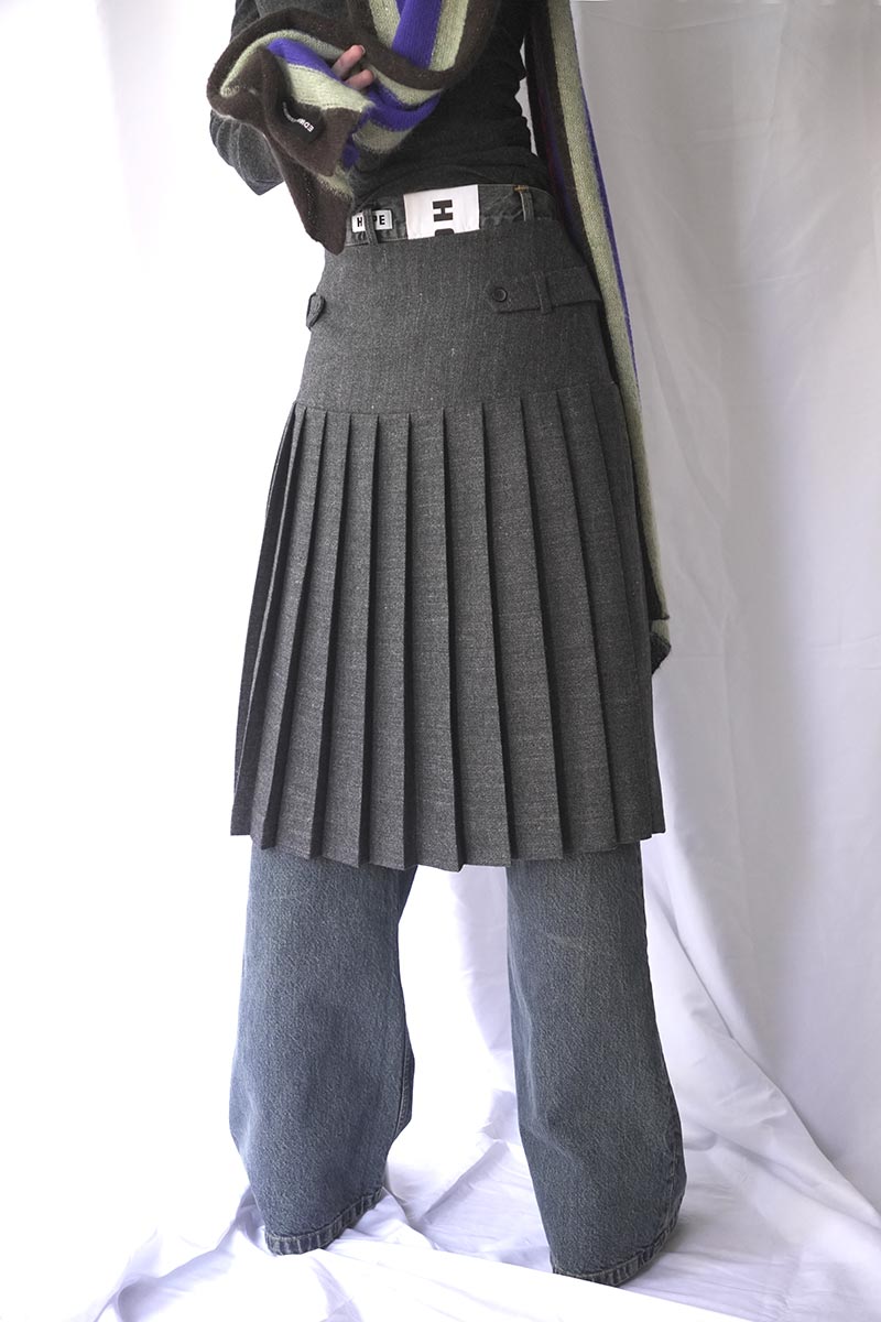 PLUGIN MIDI PLEAT SKIRT / GREY