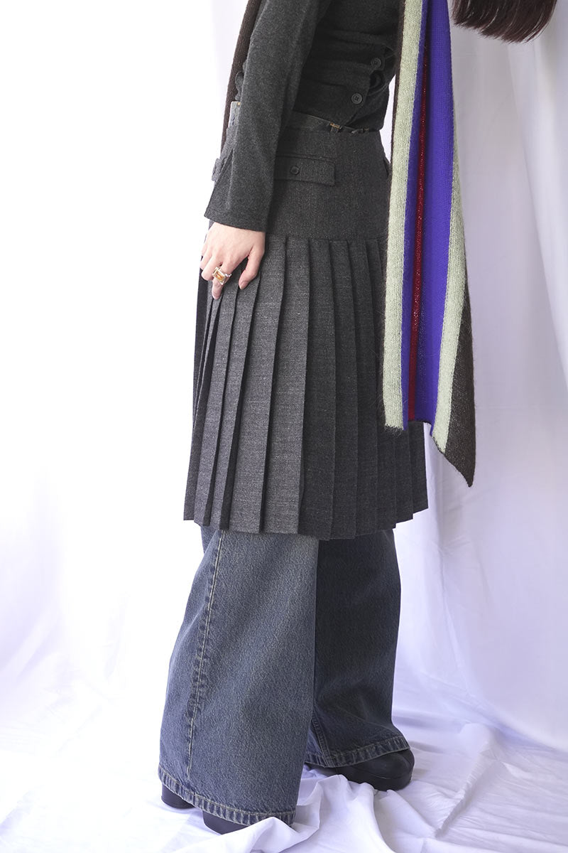 PLUGIN MIDI PLEAT SKIRT / GREY