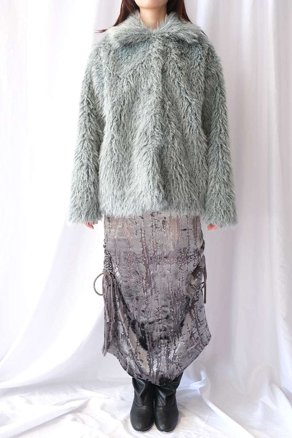 ECO FUR SNAP FRONT JACKET / SAX BLUE