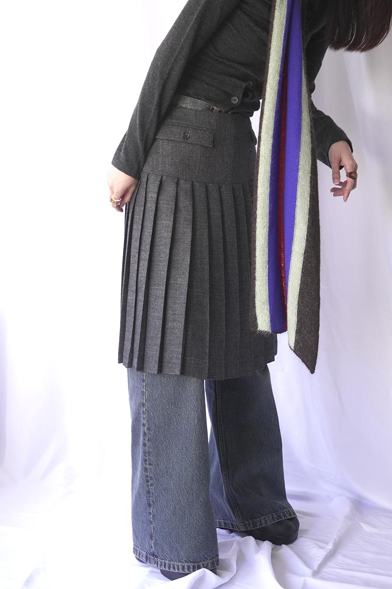 PLUGIN MIDI PLEAT SKIRT / GREY