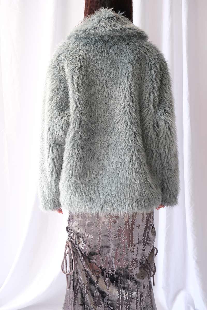 ECO FUR SNAP FRONT JACKET / SAX BLUE