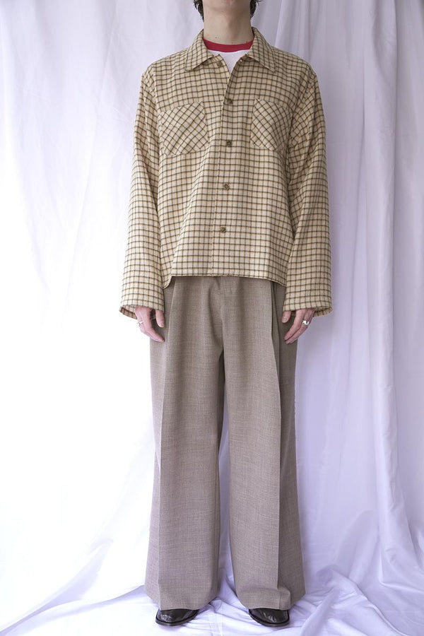ROUGH WOOL 3TUCK BAGGY TROUSERS .15 / BEIGE
