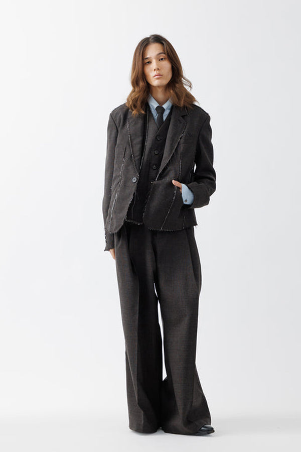 KIVULI PRINT NARROW TIE .15 / DARK BROWN