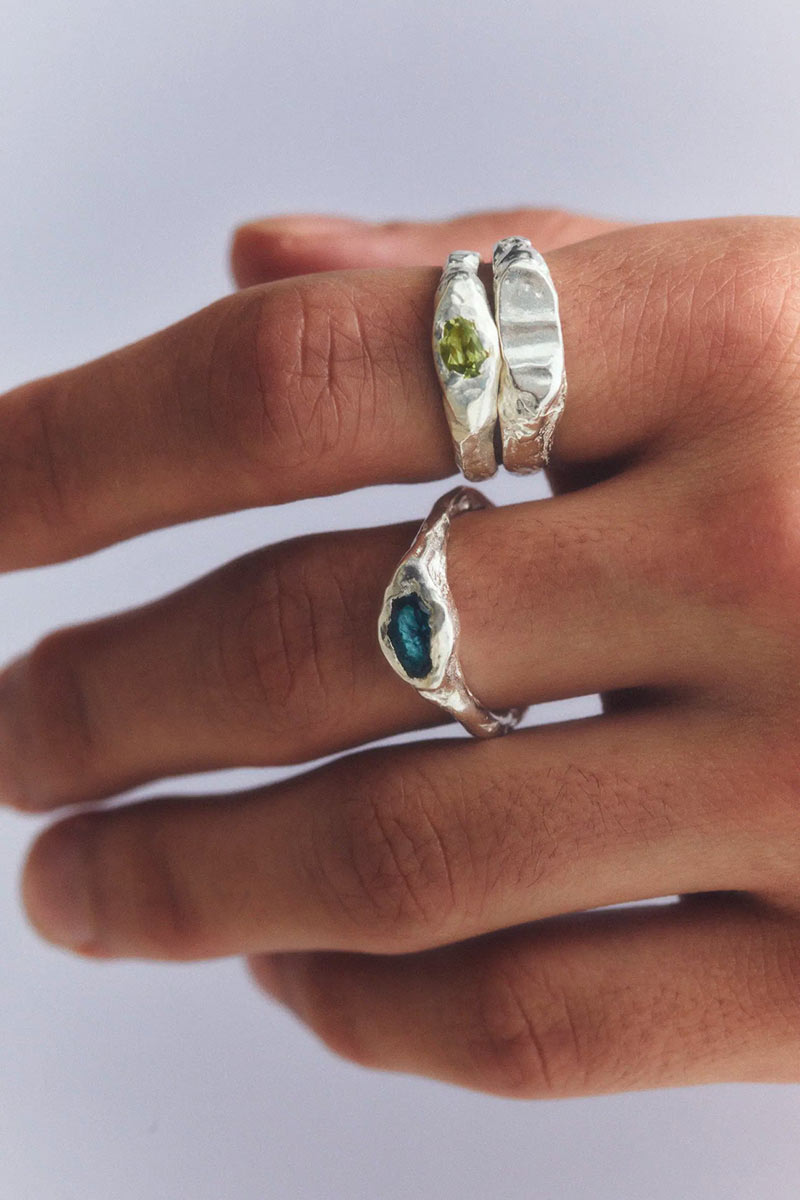 FARO RING / 925 STERLING SILVER-SYNTHETIC BLUE TOPAZ