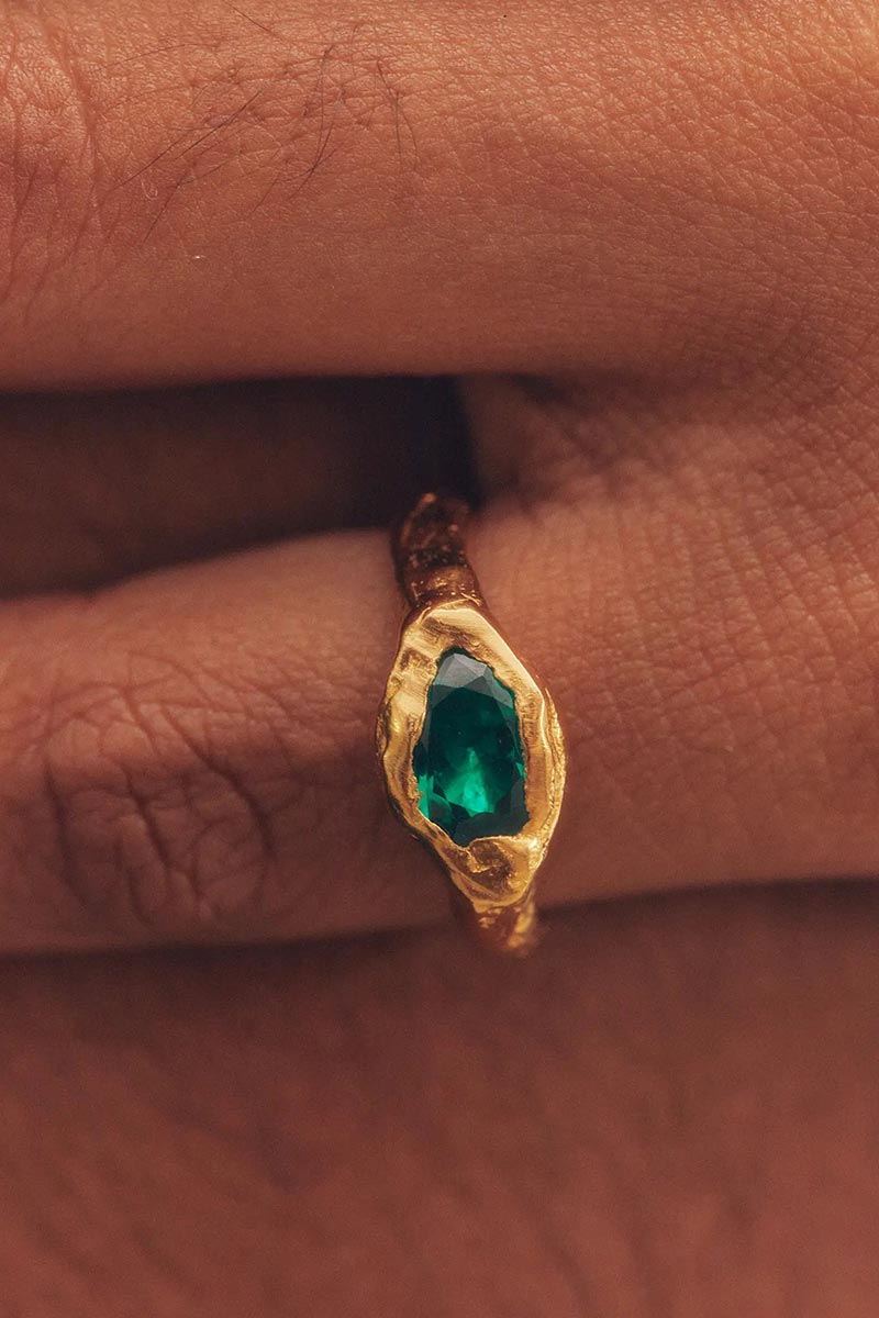 SIMUERO | FARO GREEN RING / 18K GOLD PLATED STERLING SILVER