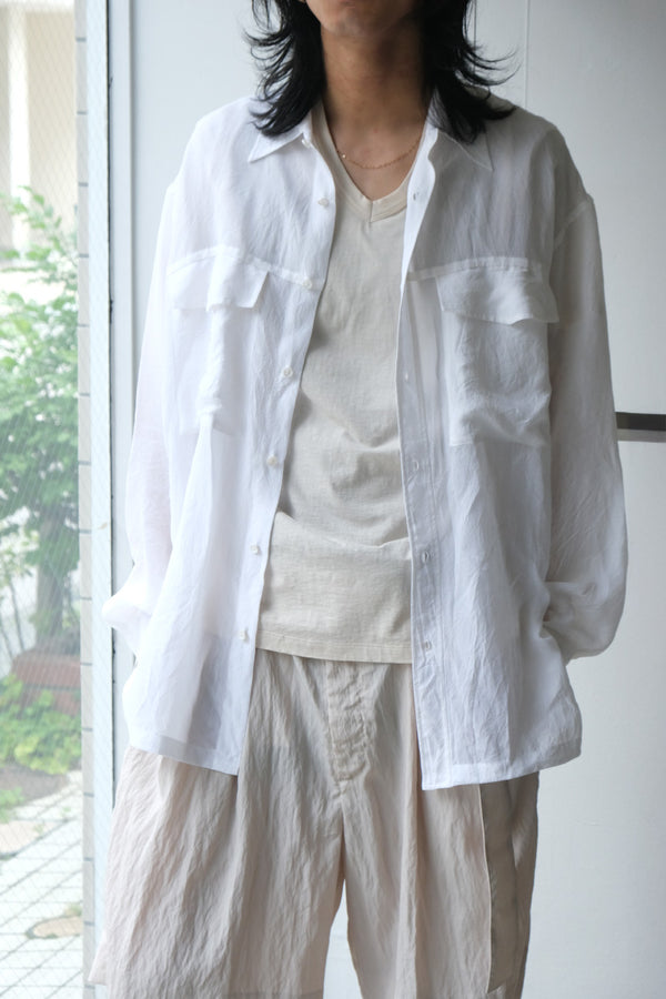 CUPRO SHRINK SHIRT / WHITE [30%OFF]