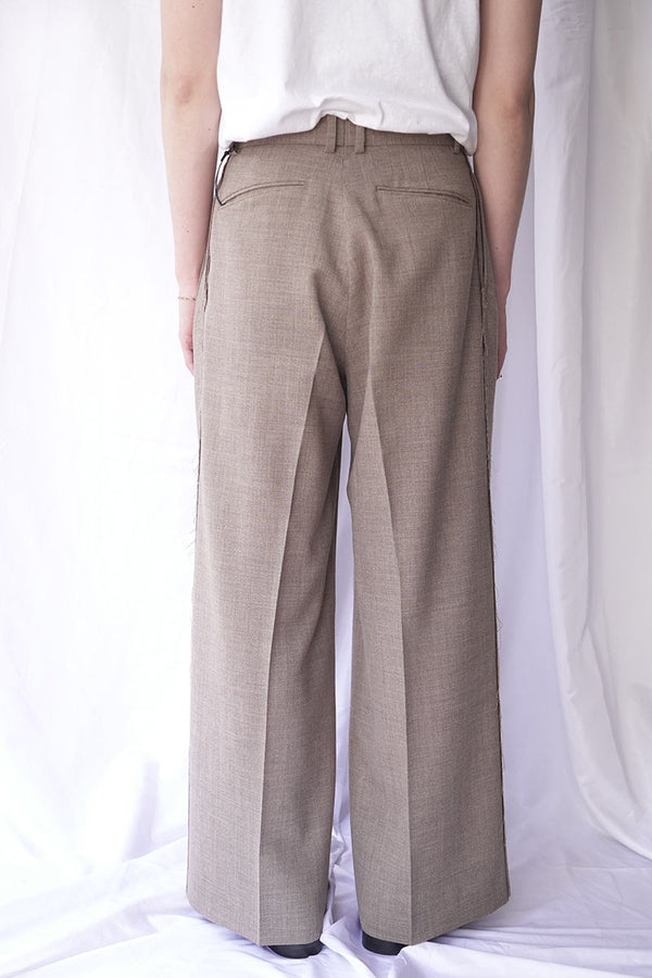 ROUGH WOOL 3TUCK BAGGY TROUSERS .15 / BEIGE