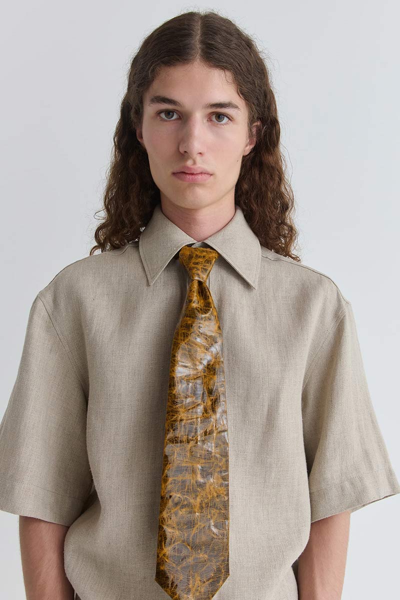 MOB TIE / FAUX LEATHER BROWN