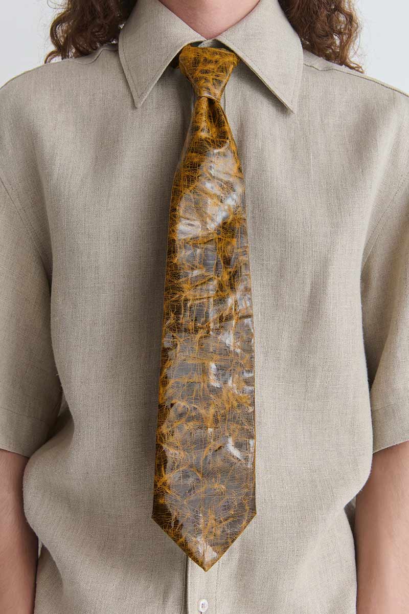 MOB TIE / FAUX LEATHER BROWN