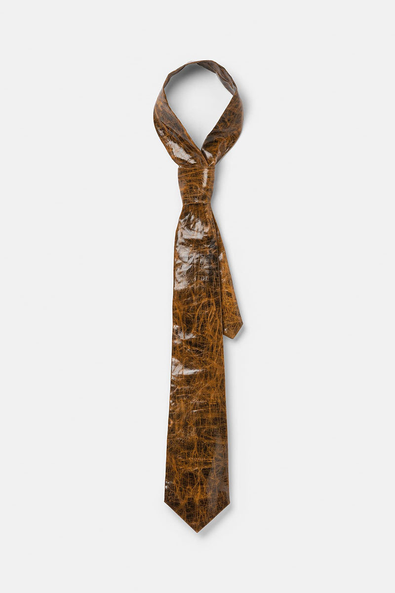 MOB TIE / FAUX LEATHER BROWN