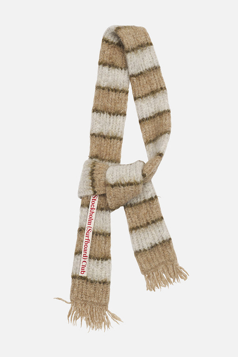 STOCKHOLM SURFBOARD CLUB | NARROW SCARF / BEIGE STRIPE ストライプ