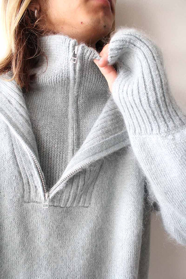 MOHAIR DOUBLE HIGH NECK P/O KNIT .12 / L.BLUE [20%OFF]