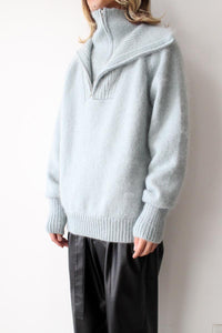 MOHAIR DOUBLE HIGH NECK P/O KNIT .12 / L.BLUE