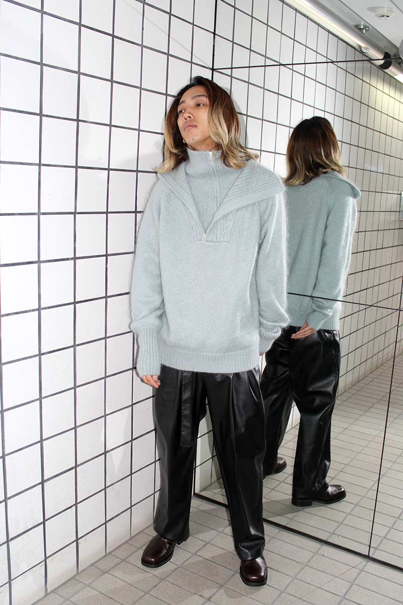 MOHAIR DOUBLE HIGH NECK P/O KNIT .12 / L.BLUE [20%OFF]