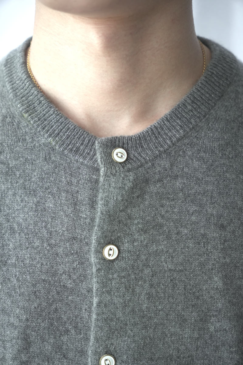 CASHMERE CREW NECK CARDIGAN .16 / HEATHER GRAY