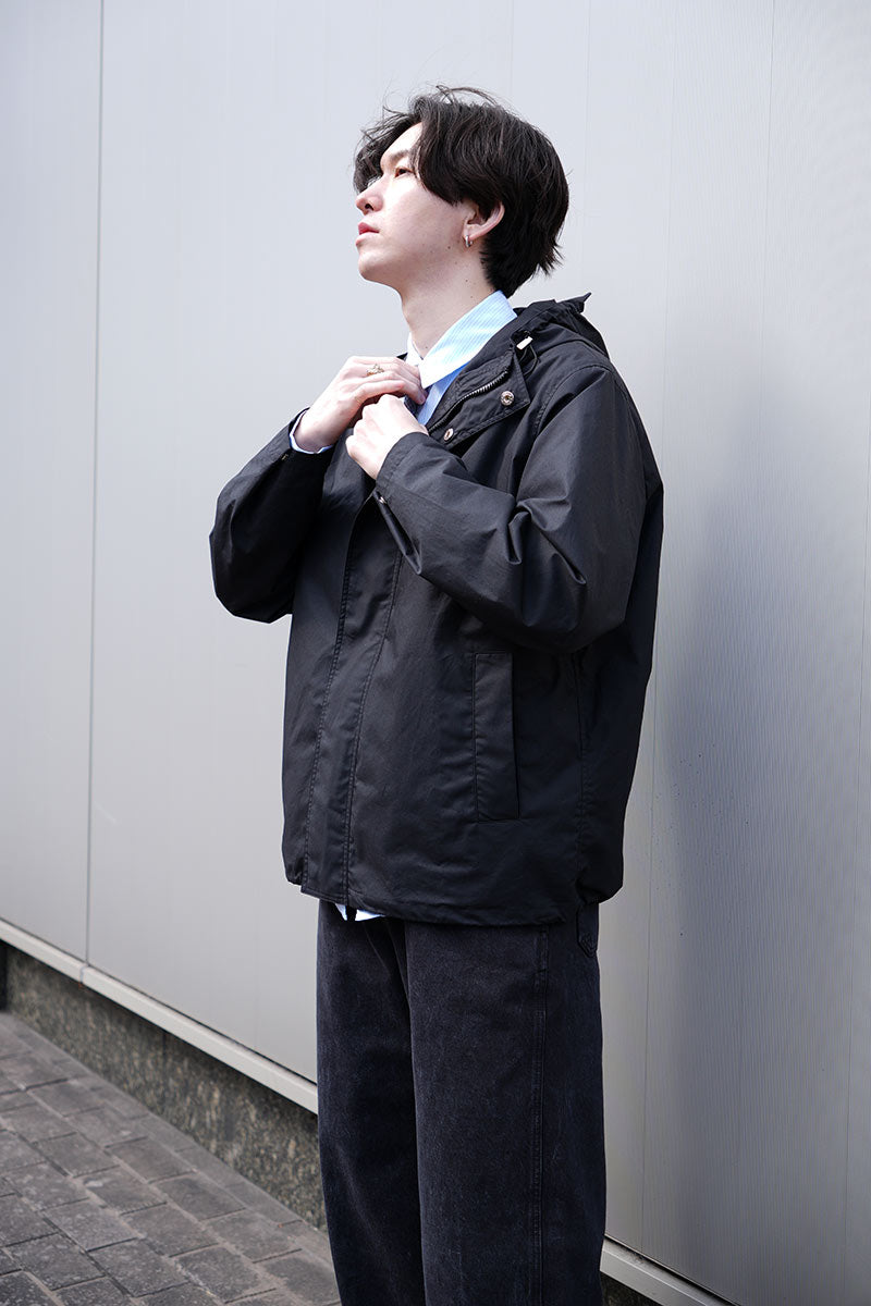 RAIN JACKET WAXED COTTON / BLACK [Kobe Store]
