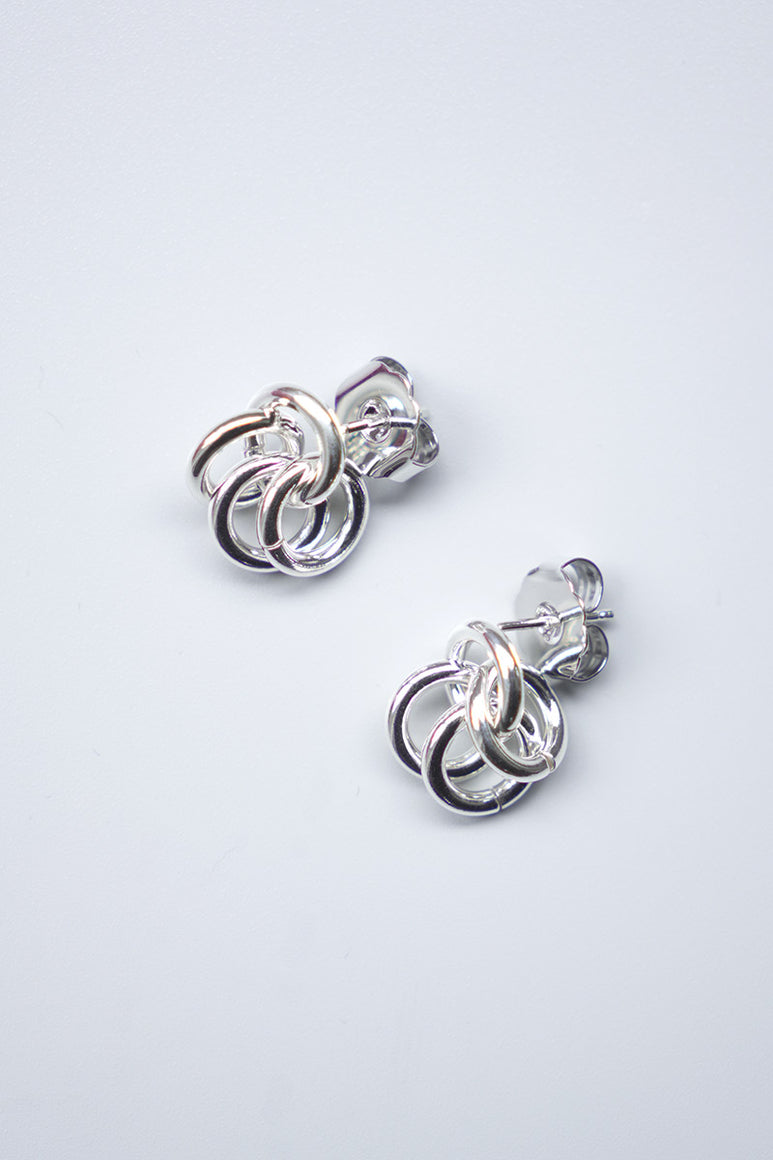 BABY CLUSTER STUDS EARRINGS / SILVER PLATED BRASS