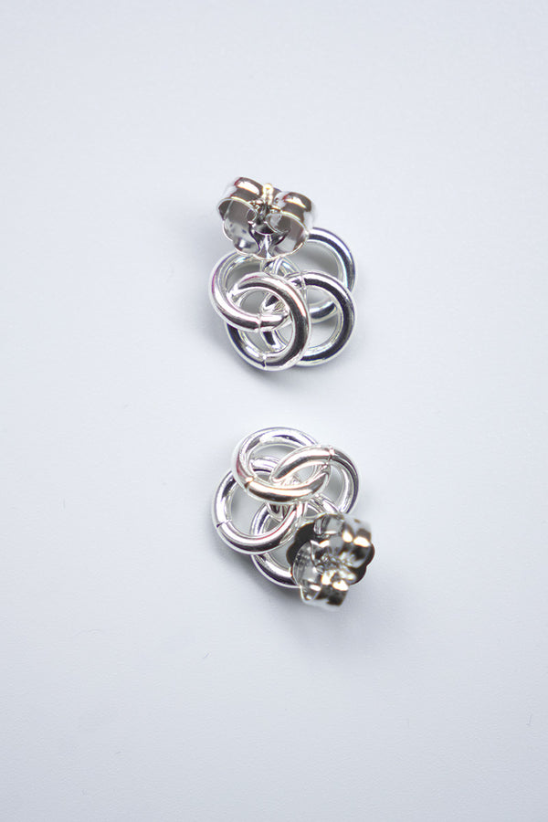 BABY CLUSTER STUDS EARRINGS / SILVER PLATED BRASS