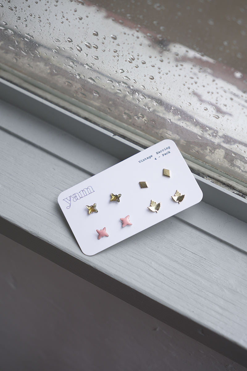 VINTAGE STUD EARRIGNS 4-PACK / MULTI