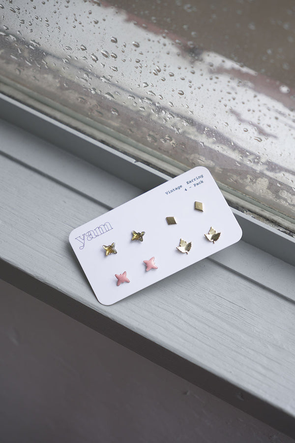 VINTAGE STUD EARRIGNS 4-PACK / MULTI