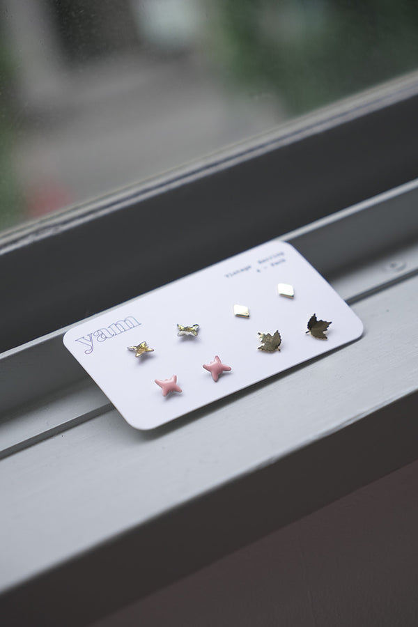 VINTAGE STUD EARRIGNS 4-PACK / MULTI