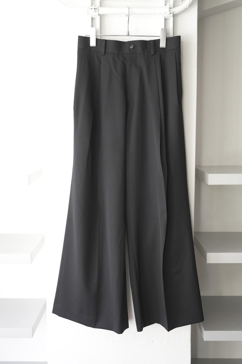 SUPER140 3TUCK BAGGY TROUSERS .14 / BLACK