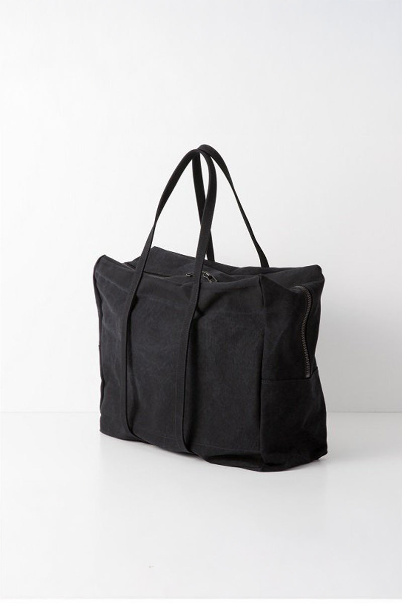 WASHED CANVAS BIG BOSTON BAG / BLACK