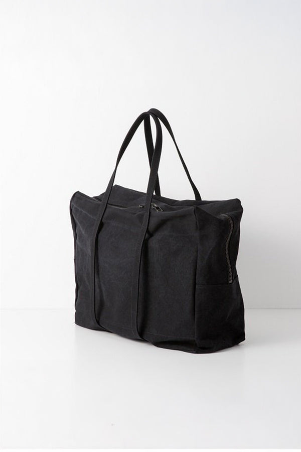 WASHED CANVAS BIG BOSTON BAG / BLACK