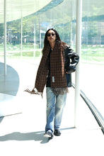 Load image into Gallery viewer, ESTATE SCARF / DORF CHECK FUZZY ALPACA