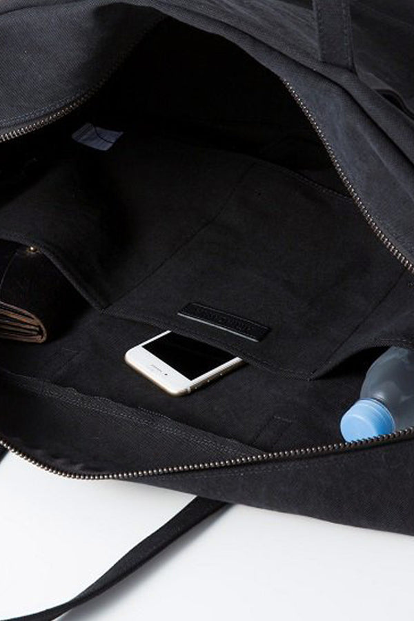 WASHED CANVAS BIG BOSTON BAG / BLACK