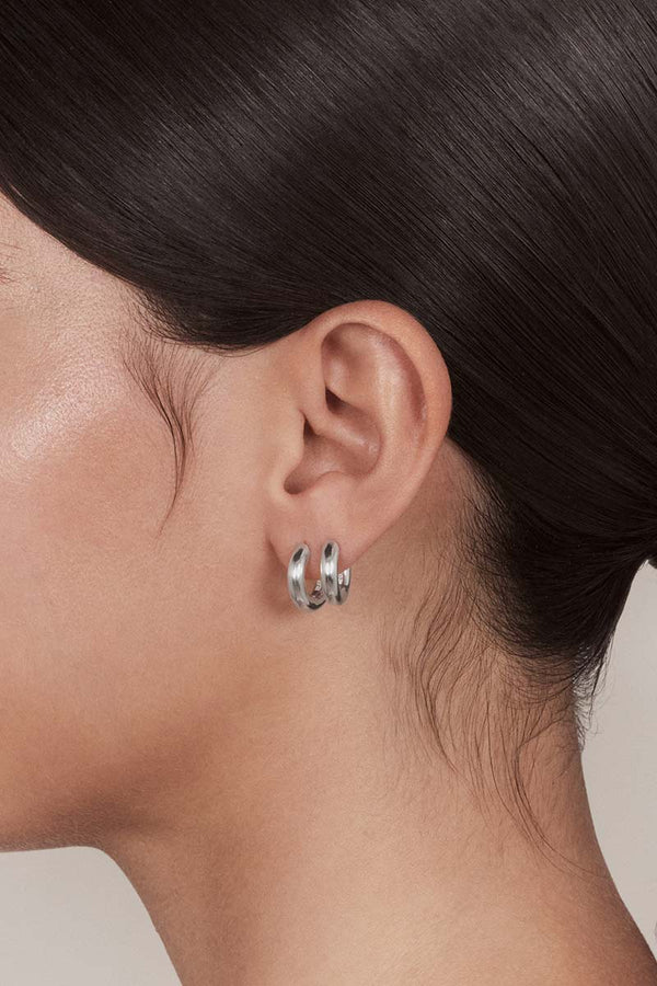 ROUND EARRINGS SMALL SINGLE / 925 STERLING SILVER [Arriving April]