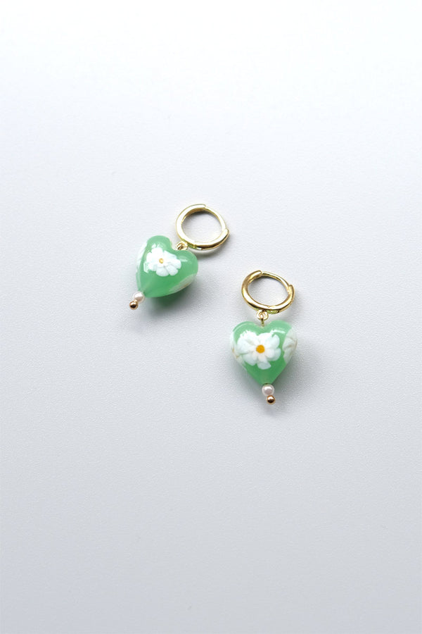 POSY HUGGIE EARRIGNS MINT / GOLD PLATED SILVER