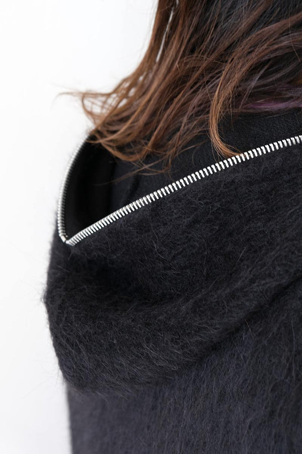 FULL ZIP HOOD / BLACK HAIRY WOOL [6月入荷予定］