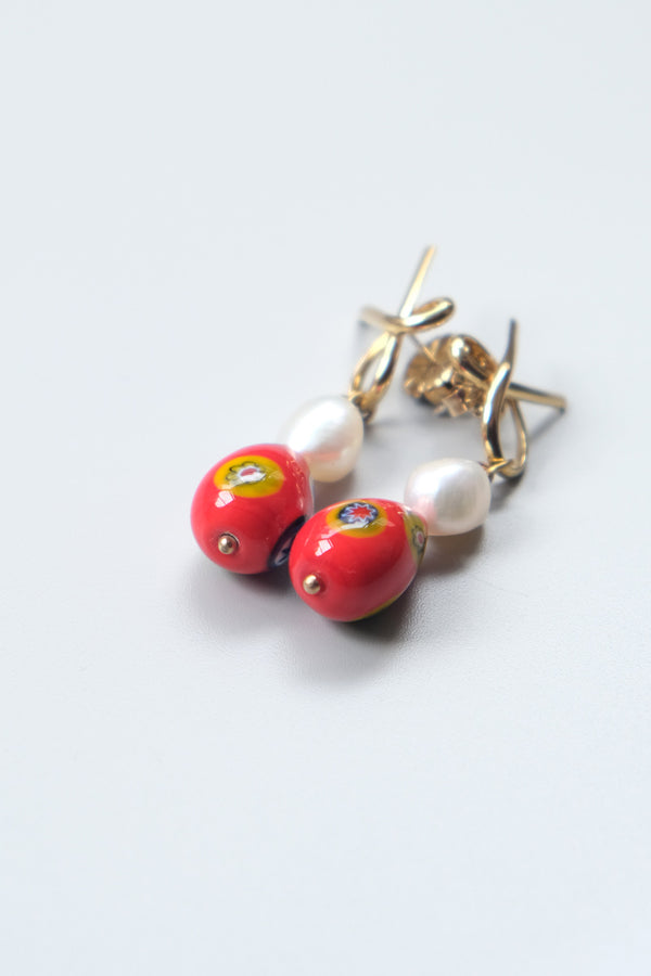 WAINWRIGHT EARRINGS RED  / BRASS