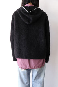 FULL ZIP HOOD / BLACK HAIRY WOOL