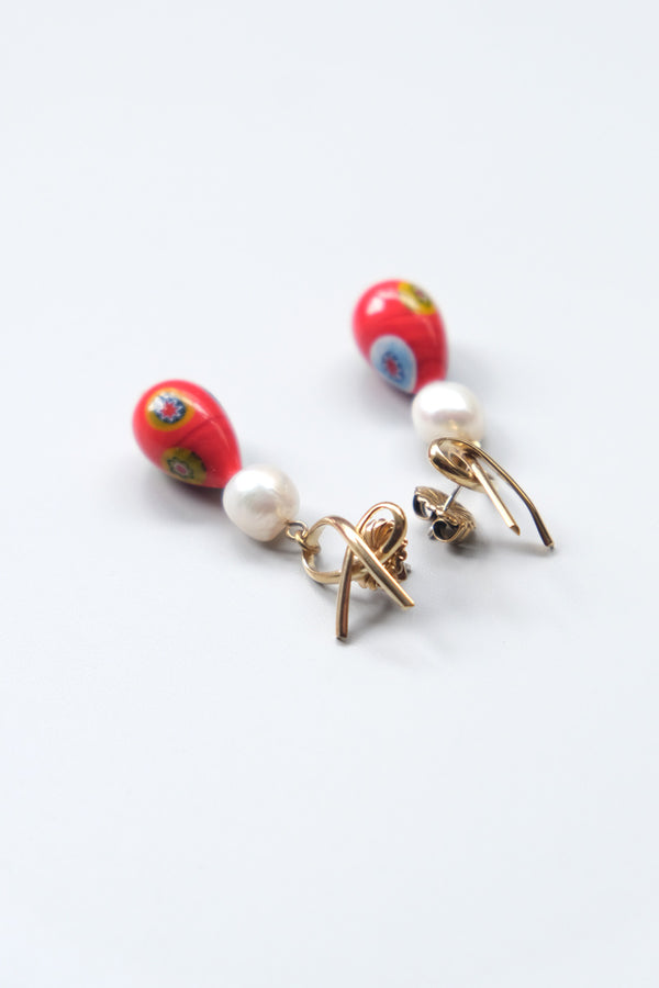 WAINWRIGHT EARRINGS RED  / BRASS