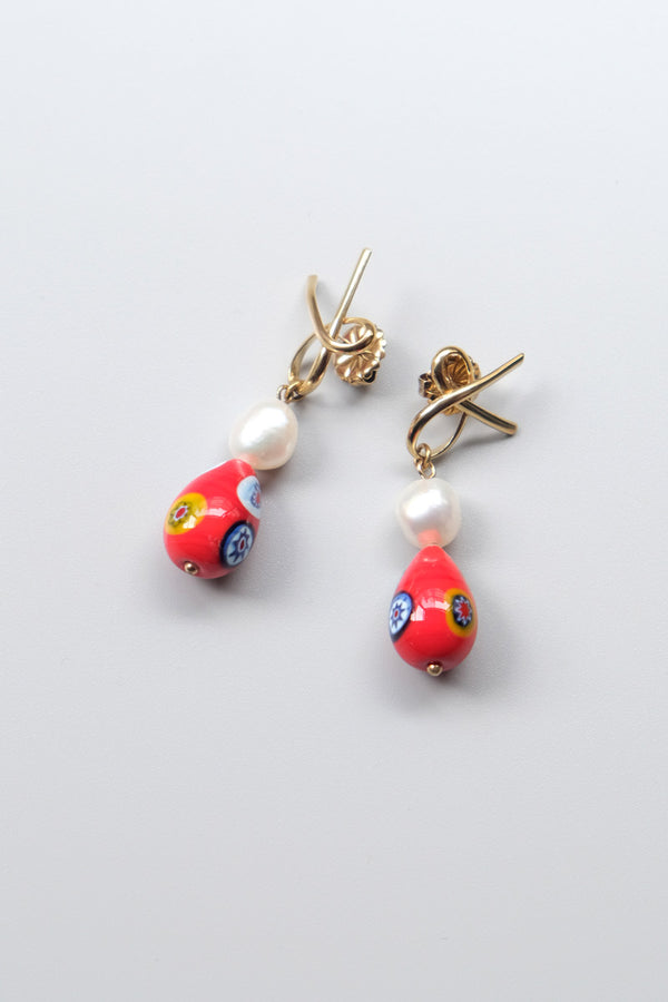 WAINWRIGHT EARRINGS RED  / BRASS